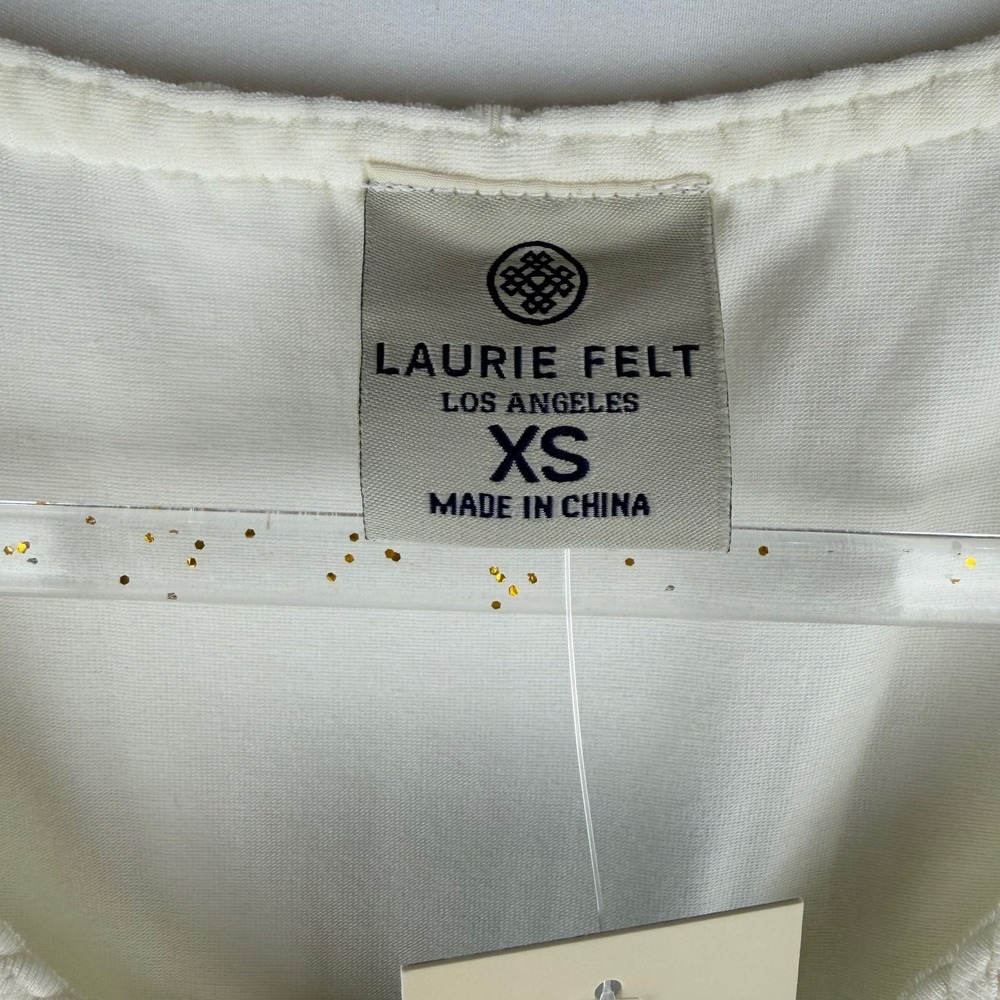 Laurie Felt Top XS Ivory‎ Braided V-Neck Boho Chic Coastal Grandma Soft Bamboo - Picture 9 of 9